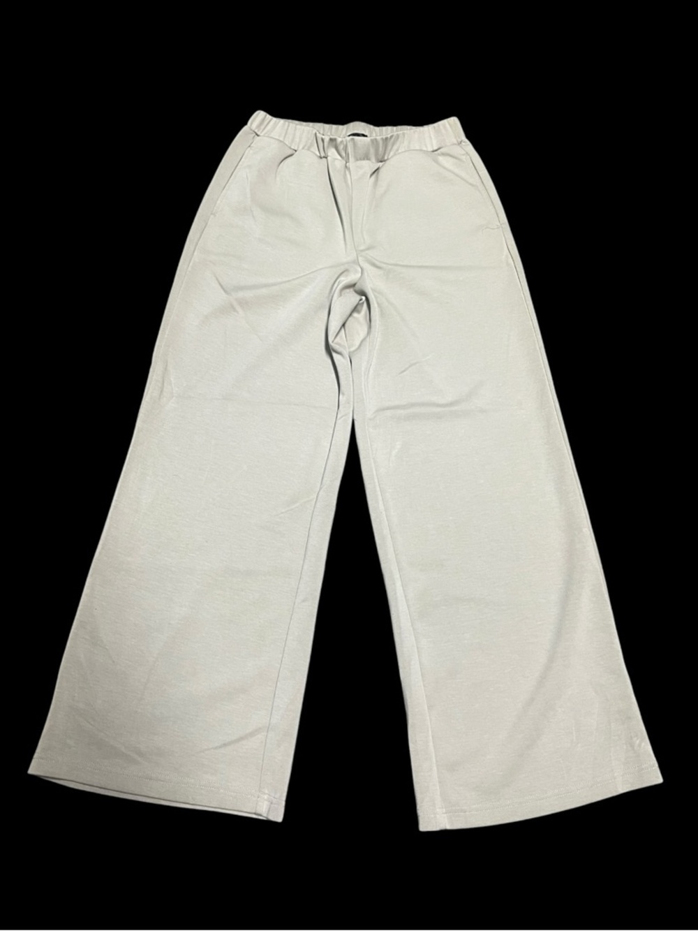 Wide Leg Casual Pull-On Pants - Light Gray